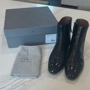 Aquatalia Black Patent Leather Weatherproof Ankle Bootie